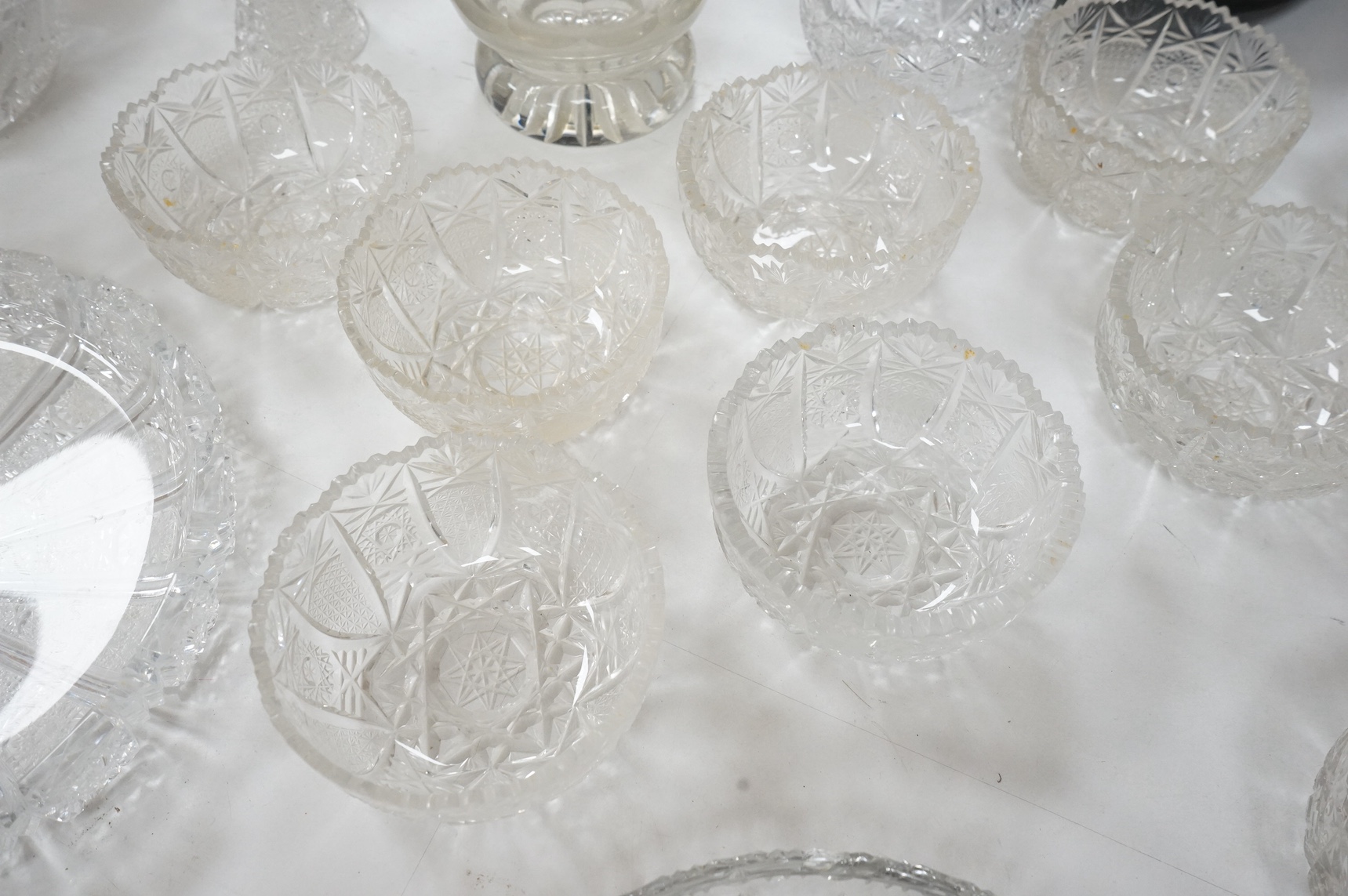 A quantity of Czech Bohemia cut crystal and other glassware, largest 26cm high. Condition - fair/good